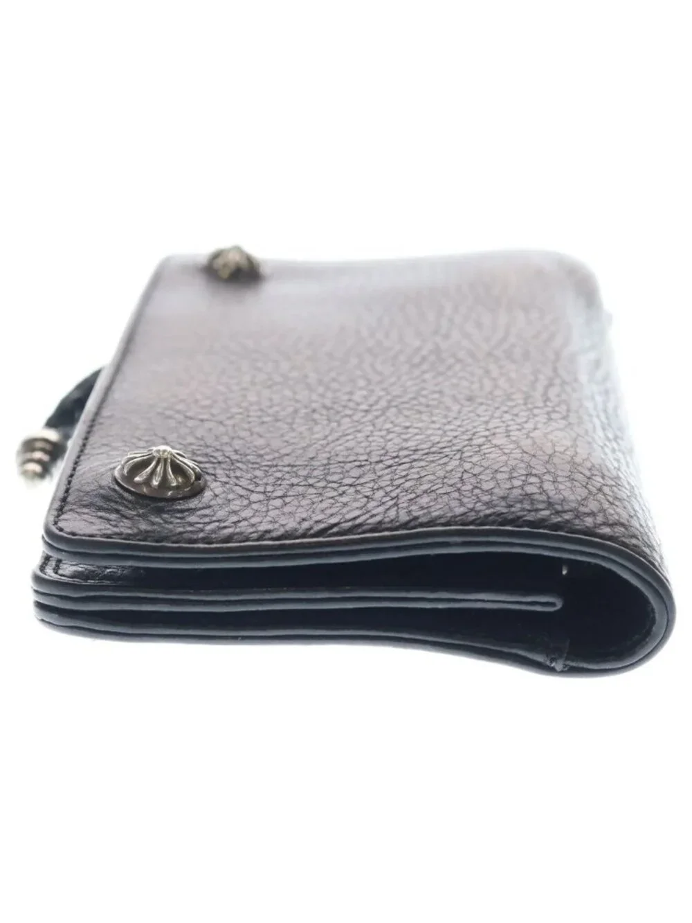 Chrome Hearts Strap Cross Ball Button Leather Wallet Black